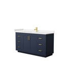 Wyndham Miranda 60" Single Bathroom Vanity In Dark Blue Light-Vein Carrara Cultured Marble Countertop Undermount Square Sink Brushed Gold Trims And No Mirro WCF292960SBLC2UNSMXX