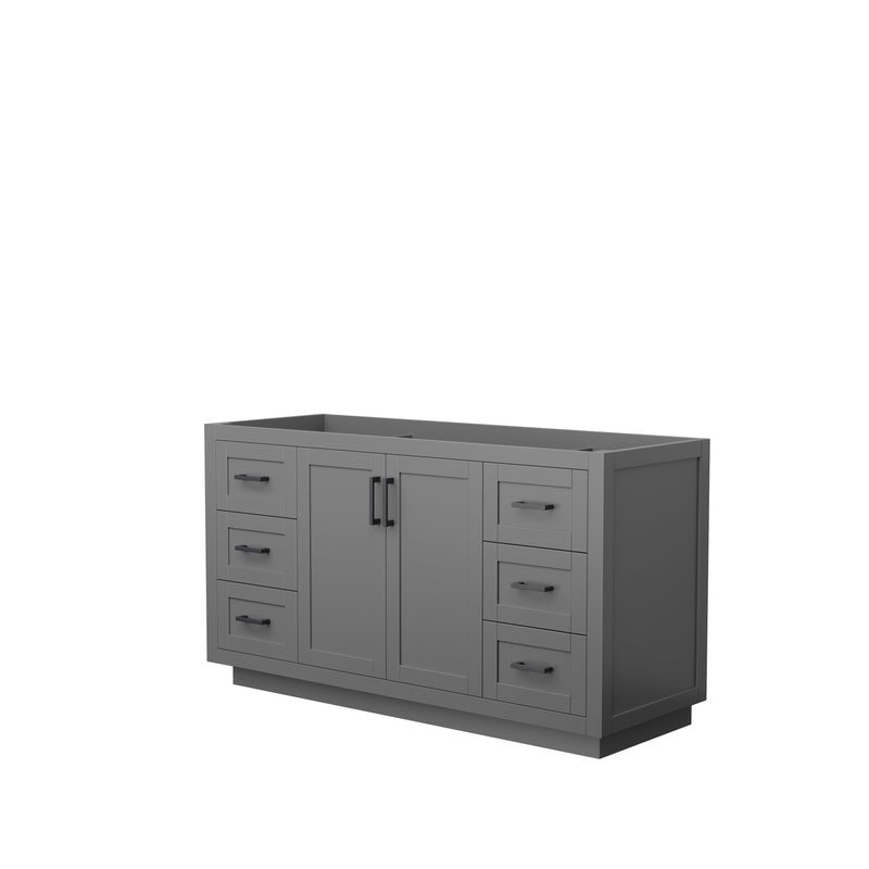 Wyndham Miranda 60" Single Bathroom Vanity In Dark Gray No Countertop No Sink Black Trims And No Mirror WCF292960SGBCXSXXMXX