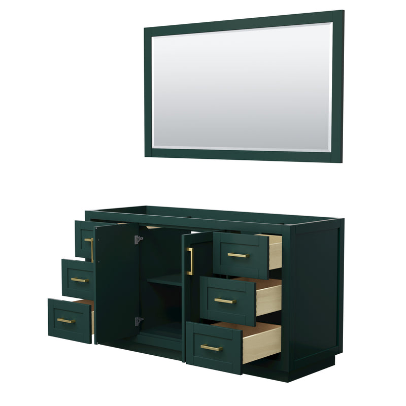 Wyndham Miranda 60" Single Bathroom Vanity In Green No Countertop No Sink Brushed Gold Trim 58" Mirror WCF292960SGDCXSXXM58