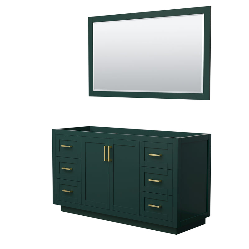 Wyndham Miranda 60" Single Bathroom Vanity In Green No Countertop No Sink Brushed Gold Trim 58" Mirror WCF292960SGDCXSXXM58