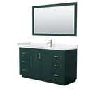 Wyndham Miranda 60" Single Bathroom Vanity In Green Light-Vein Carrara Cultured Marble Countertop Undermount Square Sink Brushed Nickel Trim 58" Mirror WCF292960SGEC2UNSM58