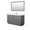 Wyndham Miranda 60" Single Bathroom Vanity In Dark Gray White Cultured Marble Countertop Undermount Square Sink Brushed Gold Trims And 58" Mirror WCF292960SGGWCUNSM58