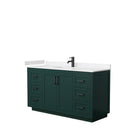 Wyndham Miranda 60" Single Bathroom Vanity In Green Light-Vein Carrara Cultured Marble Countertop Undermount Square Sink Matte Black Trim WCF292960SGKC2UNSMXX