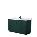 Wyndham Miranda 60" Single Bathroom Vanity In Green White Carrara Marble Countertop Undermount Square Sink Matte Black Trim WCF292960SGKCMUNSMXX