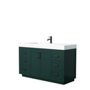 Wyndham Miranda 60" Single Bathroom Vanity In Green 4" Thick Matte White Solid Surface Countertop Integrated Sink Matte Black Trim WCF292960SGKK4INTMXX