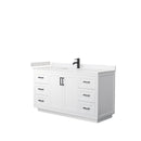 Wyndham Miranda 60" Single Bathroom Vanity In White Light-Vein Carrara Cultured Marble Countertop Undermount Square Sink Black Trims And No Mirror WCF292960SWBC2UNSMXX