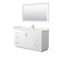 Wyndham Miranda 60" Single Bathroom Vanity In White Light-Vein Carrara Cultured Marble Countertop Undermount Square Sink Brushed Gold Trims And 58" Mirror WCF292960SWGC2UNSM58