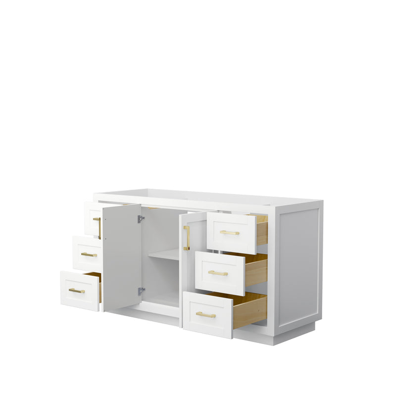 Wyndham Miranda 60" Single Bathroom Vanity In White No Countertop No Sink Brushed Gold Trims and No Mirror WCF292960SWGCXSXXMXX