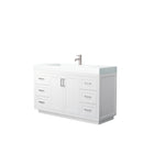 Wyndham Miranda 60" Single Bathroom Vanity In White Matte White Solid Surface In 4" Thickness Integrated Sink Brushed Nickel Trims And No Mirror WCF292960SWHK4INTMXX