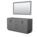 Wyndham Miranda 66" Double Bathroom Vanity In Dark Gray No Countertop No Sink Matte Black Trim 58" Mirror WCF292966DGBCXSXXM58