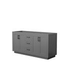 Wyndham Miranda 66" Double Bathroom Vanity In Dark Gray No Countertop No Sink Matte Black Trim WCF292966DGBCXSXXMXX