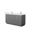 Wyndham Miranda 66" Double Bathroom Vanity In Dark Gray Light-Vein Carrara Cultured Marble Countertop Undermount Square Sinks Brushed Gold Trim WCF292966DGGC2UNSMXX