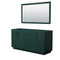 Wyndham Miranda 66" Double Bathroom Vanity In Green No Countertop No Sink Matte Black Trim 58" Mirror WCF292966DGKCXSXXM58