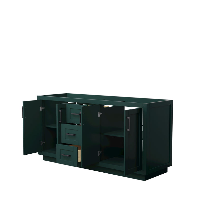 Wyndham Miranda 66" Double Bathroom Vanity In Green No Countertop No Sink Matte Black Trim WCF292966DGKCXSXXMXX