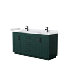 Wyndham Miranda 66" Double Bathroom Vanity In Green White Cultured Marble Countertop Undermount Square Sinks Matte Black Trim WCF292966DGKWCUNSMXX