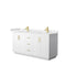 Wyndham Miranda 66" Double Bathroom Vanity In White Light-Vein Carrara Cultured Marble Countertop Undermount Square Sinks Brushed Gold Trim WCF292966DWGC2UNSMXX