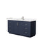 Wyndham Miranda 66" Single Bathroom Vanity In Dark Blue Light-Vein Carrara Cultured Marble Countertop Undermount Square Sink Brushed Nickel Trim WCF292966SBNC2UNSMXX