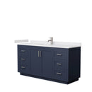 Wyndham Miranda 66" Single Bathroom Vanity In Dark Blue White Cultured Marble Countertop Undermount Square Sink Brushed Nickel Trim WCF292966SBNWCUNSMXX