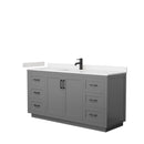 Wyndham Miranda 66" Single Bathroom Vanity In Dark Gray Light-Vein Carrara Cultured Marble Countertop Undermount Square Sink Matte Black Trim WCF292966SGBC2UNSMXX