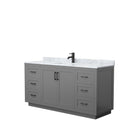 Wyndham Miranda 66" Single Bathroom Vanity In Dark Gray White Carrara Marble Countertop Undermount Square Sink Matte Black Trim WCF292966SGBCMUNSMXX