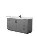 Wyndham Miranda 66" Single Bathroom Vanity In Dark Gray White Cultured Marble Countertop Undermount Square Sink Matte Black Trim WCF292966SGBWCUNSMXX