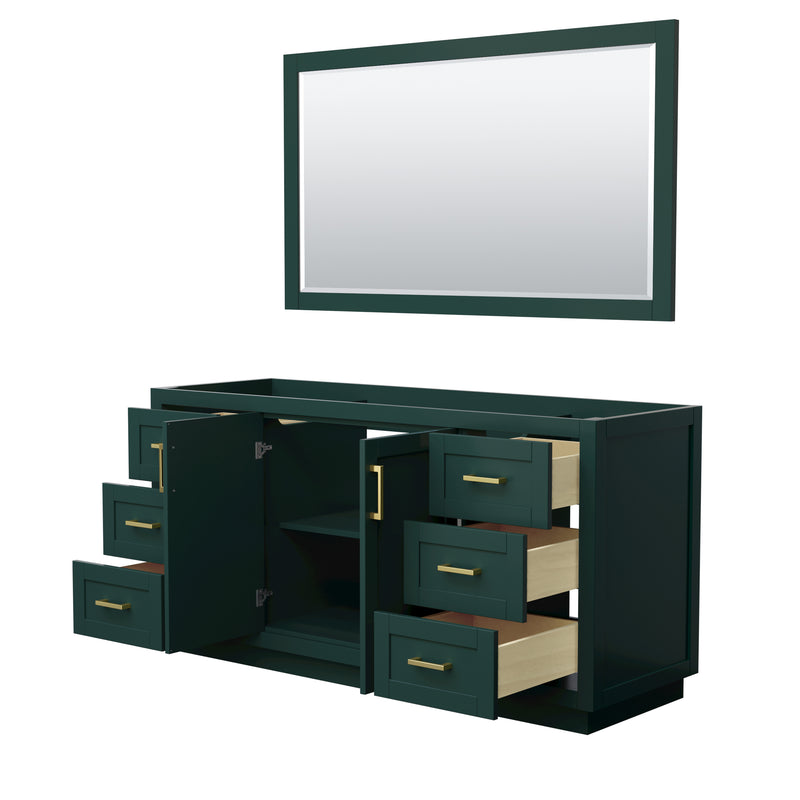 Wyndham Miranda 66" Single Bathroom Vanity In Green No Countertop No Sink Brushed Gold Trim 58" Mirror WCF292966SGDCXSXXM58