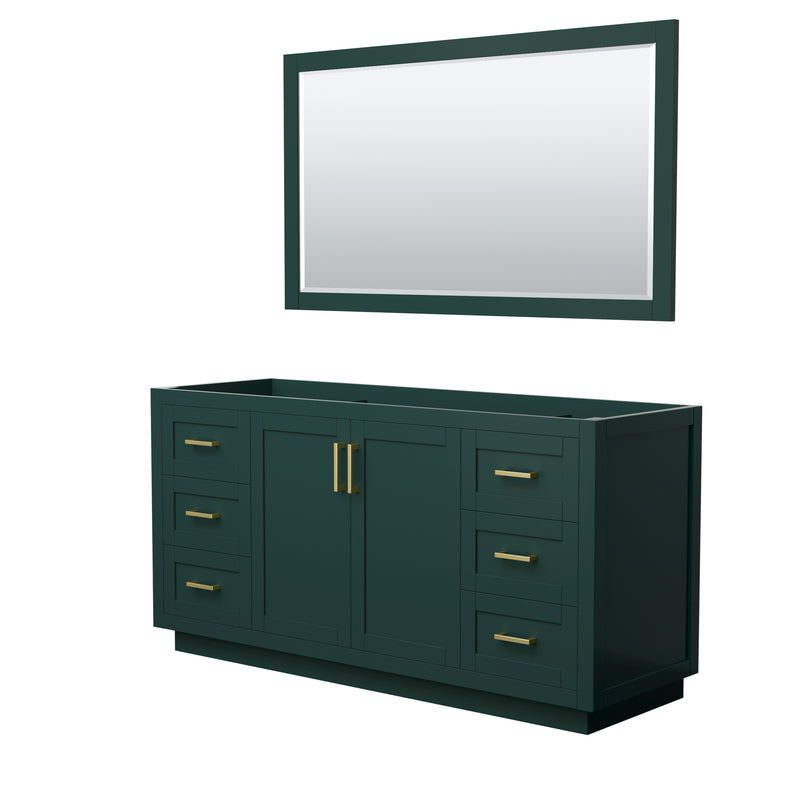 Wyndham Miranda 66" Single Bathroom Vanity In Green No Countertop No Sink Brushed Gold Trim 58" Mirror WCF292966SGDCXSXXM58