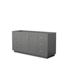 Wyndham Miranda 66" Single Bathroom Vanity In Dark Gray No Countertop No Sink Brushed Gold Trim WCF292966SGGCXSXXMXX