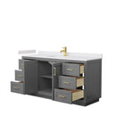 Wyndham Miranda 66" Single Bathroom Vanity In Dark Gray White Cultured Marble Countertop Undermount Square Sink Brushed Gold Trim WCF292966SGGWCUNSMXX