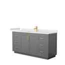 Wyndham Miranda 66" Single Bathroom Vanity In Dark Gray White Cultured Marble Countertop Undermount Square Sink Brushed Gold Trim WCF292966SGGWCUNSMXX