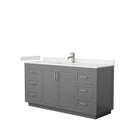 Wyndham Miranda 66" Single Bathroom Vanity In Dark Gray Light-Vein Carrara Cultured Marble Countertop Undermount Square Sink Brushed Nickel Trim WCF292966SKGC2UNSMXX