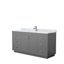 Wyndham Miranda 66" Single Bathroom Vanity In Dark Gray White Carrara Marble Countertop Undermount Square Sink Brushed Nickel Trim WCF292966SKGCMUNSMXX