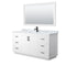 Wyndham Miranda 66" Single Bathroom Vanity In White White Carrara Marble Countertop Undermount Square Sink Matte Black Trim 58" Mirror WCF292966SWBCMUNSM58