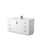 Wyndham Miranda 66" Single Bathroom Vanity In White White Carrara Marble Countertop Undermount Square Sink Matte Black Trim WCF292966SWBCMUNSMXX