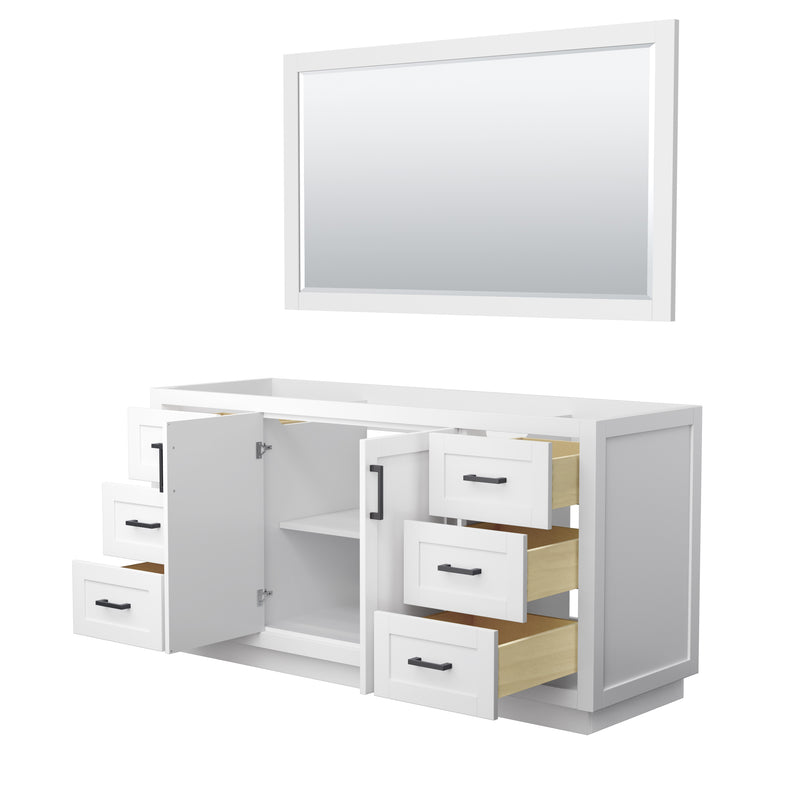 Wyndham Miranda 66" Single Bathroom Vanity In White No Countertop No Sink Matte Black Trim 58" Mirror WCF292966SWBCXSXXM58