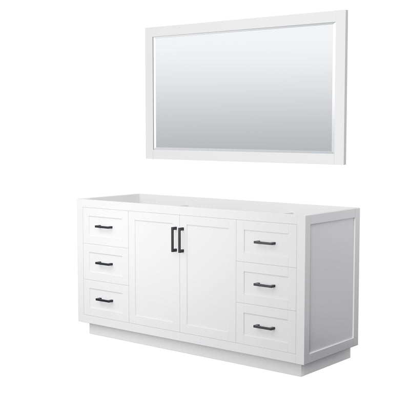 Wyndham Miranda 66" Single Bathroom Vanity In White No Countertop No Sink Matte Black Trim 58" Mirror WCF292966SWBCXSXXM58