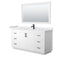 Wyndham Miranda 66" Single Bathroom Vanity In White White Cultured Marble Countertop Undermount Square Sink Matte Black Trim 58" Mirror WCF292966SWBWCUNSM58