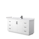 Wyndham Miranda 66" Single Bathroom Vanity In White White Cultured Marble Countertop Undermount Square Sink Matte Black Trim WCF292966SWBWCUNSMXX