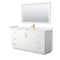 Wyndham Miranda 66" Single Bathroom Vanity In White Light-Vein Carrara Cultured Marble Countertop Undermount Square Sink Brushed Gold Trim 58" Mirror WCF292966SWGC2UNSM58