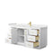 Wyndham Miranda 66" Single Bathroom Vanity In White Light-Vein Carrara Cultured Marble Countertop Undermount Square Sink Brushed Gold Trim WCF292966SWGC2UNSMXX