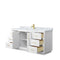 Wyndham Miranda 66" Single Bathroom Vanity In White White Carrara Marble Countertop Undermount Square Sink Brushed Gold Trim WCF292966SWGCMUNSMXX