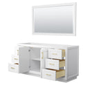 Wyndham Miranda 66" Single Bathroom Vanity In White No Countertop No Sink Brushed Gold Trim 58" Mirror WCF292966SWGCXSXXM58