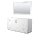 Wyndham Miranda 66" Single Bathroom Vanity In White No Countertop No Sink Brushed Gold Trim 58" Mirror WCF292966SWGCXSXXM58