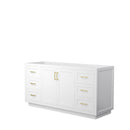 Wyndham Miranda 66" Single Bathroom Vanity In White No Countertop No Sink Brushed Gold Trim WCF292966SWGCXSXXMXX