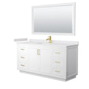 Wyndham Miranda 66" Single Bathroom Vanity In White White Cultured Marble Countertop Undermount Square Sink Brushed Gold Trim 58" Mirror WCF292966SWGWCUNSM58