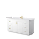 Wyndham Miranda 66" Single Bathroom Vanity In White White Cultured Marble Countertop Undermount Square Sink Brushed Gold Trim WCF292966SWGWCUNSMXX