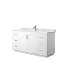 Wyndham Miranda 66" Single Bathroom Vanity In White White Carrara Marble Countertop Undermount Square Sink Brushed Nickel Trim WCF292966SWHCMUNSMXX