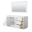 Wyndham Miranda 66" Single Bathroom Vanity In White No Countertop No Sink Brushed Nickel Trim 58" Mirror WCF292966SWHCXSXXM58