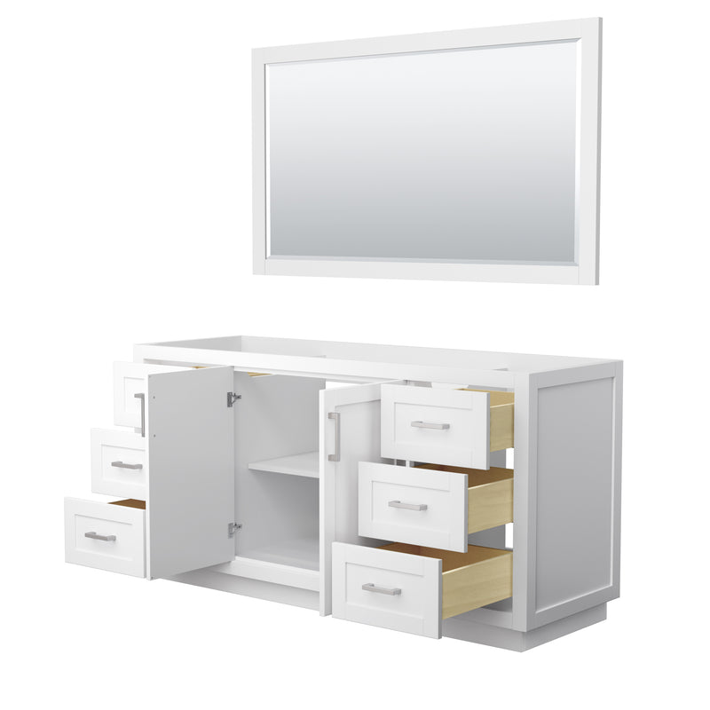 Wyndham Miranda 66" Single Bathroom Vanity In White No Countertop No Sink Brushed Nickel Trim 58" Mirror WCF292966SWHCXSXXM58