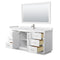 Wyndham Miranda 66" Single Bathroom Vanity In White White Cultured Marble Countertop Undermount Square Sink Brushed Nickel Trim 58" Mirror WCF292966SWHWCUNSM58